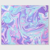 パステルブルー&パープルマーブルリキッドテクスチャ ラッピングペーパー (フラット)