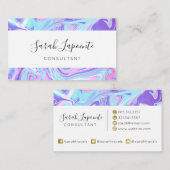 パステルブルー&パープルマーブルリキッドテクスチャ 名刺 (正面/裏面)