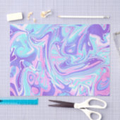 パステルブルー&パープルマーブルリキッドテクスチャ 薄葉紙 (クラフト)