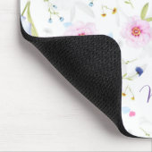 パステルブルー&ピンクの花パーソナライズされた マウスパッド (コーナー)