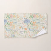 パステルブルー ピンク グリーン 水彩 ワイルドフラワー バスタオルセット (ハンドタオル)