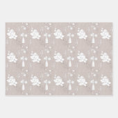 パステルブルー、ピンク、グレーの花瓶の花 ラッピングペーパーシート (正面3)