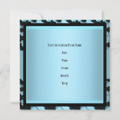 パステルブルー&ブラックフラワーズ40th誕生日 招待状 (裏面)