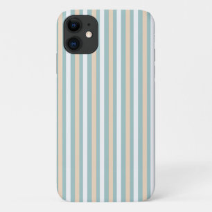 パステルブルー,ホワイトと赤面ストライプ iPhone 11 ケース