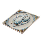 パステルブルー&ホワイトウォータードロップバスルームタイル タイル (側面)