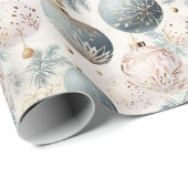 パステルブルー&ホワイトクリスマスツリーの装飾 ラッピングペーパー (ロールコーナー)