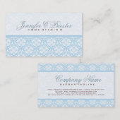 パステルブルー&ホワイトヴィンテージフローラダマスク 名刺 (正面/裏面)