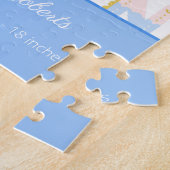 パステルブルーABC誕生レコード統計男の赤ちゃん写真 ジグソーパズル (側面)