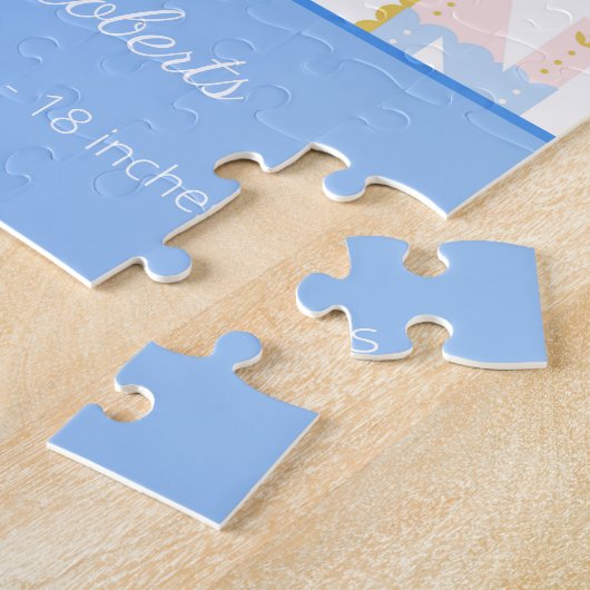 パステルブルーABC誕生レコード統計男の赤ちゃん写真 ジグソーパズル (側面)