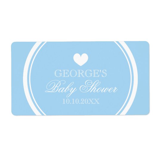パステルブルーDIY赤ちゃんシャワー水ボトルラベル ラベル (正面)