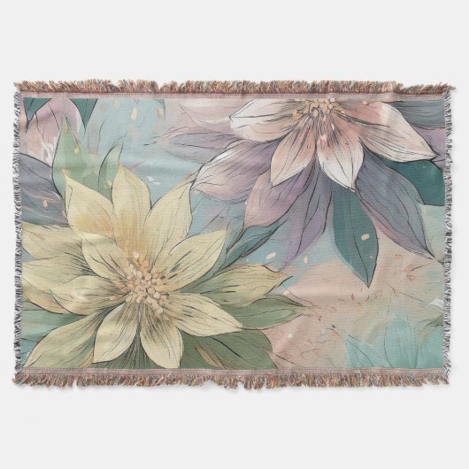 パステルブロッサムバースト：フローラ爆発パターン スローブランケット (正面)