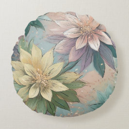 パステルブロッサムバースト:フローラ爆発パターン ラウンドクッション