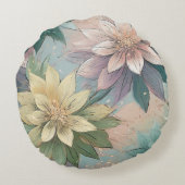 パステルブロッサムバースト：フローラ爆発パターン ラウンドクッション (裏面)