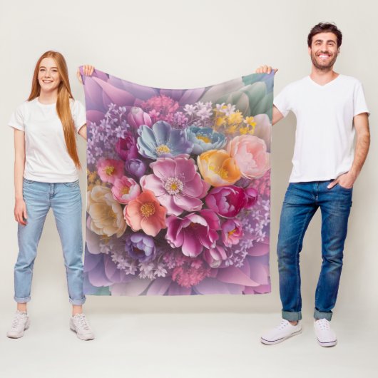 パステルブロッサム調和フローラエレガンス フリースブランケット (インサイチュ)