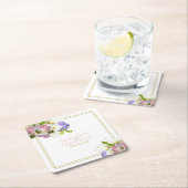 パステルブーケ春フローラピンク&金ゴールド結婚ズ スクエアペーパーコースター (インサイチュ)