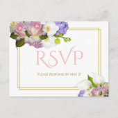 パステルブーケ 春の花 ウェディングRSVP ポストカード (正面)