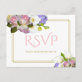 パステルブーケ 春の花 ウェディングRSVP ポストカード