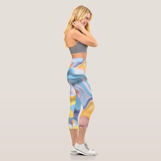 パステルプラスチック流体抽象芸術 カプリレギンス (右)