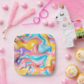 パステルプラスチック流体抽象芸術 ペーパープレート (パーティー)