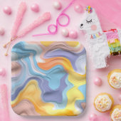 パステルプラスチック流体抽象芸術 ペーパープレート (パーティー)