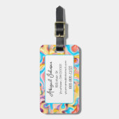 パステルプラスチック流体抽象芸術 ラゲッジタグ (正面縦)