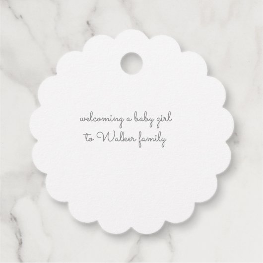 パステルプラッシュおもちゃ赤ちゃんシャワー女の子 フェイバータグ (裏面)