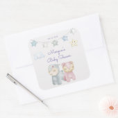 パステルプラッシュトイズベビーシャワーモノグラム スクエアシール (封筒)