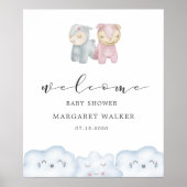 パステルプラッシュトイズベビーパーソナライズされたシャワー ポスター (正面)