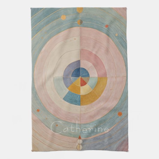 パステルプリズム：レインボーカラーホイール キッチンタオル (縦)