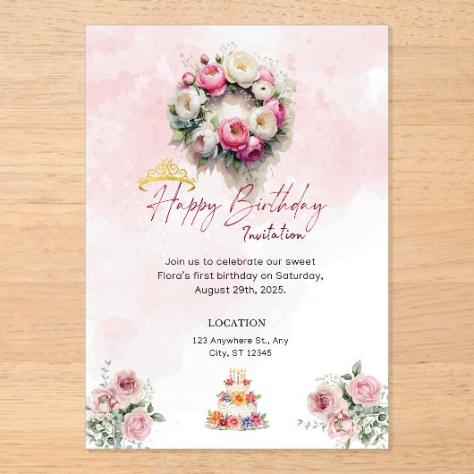 パステルプリンセス15キンチェニェラ誕生日招待状 アクリル招待状 (正面)