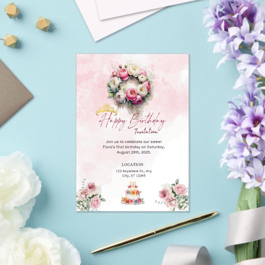 パステルプリンセス15キンチェニェラ誕生日招待状 アクリル招待状 (インサイチュ (ウェディング))
