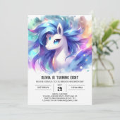 パステルプリンタブルホース誕生日 招待状 (スタンド正面)