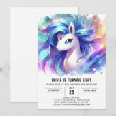 パステルプリンタブルホース誕生日 招待状 (正面/裏面)