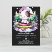 パステルプリントブルーの牛の誕生日 招待状 (スタンド正面)