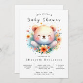 パステルプリント可能なクマのベビーシャワー 招待状 (正面/裏面)