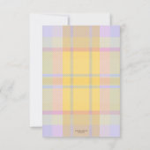 パステルプレイドニュートラルベビー写真サンキューカード サンキューカード (裏面)