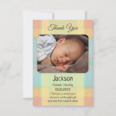 パステルプレイドベビー写真サンキューカード サンキューカード (正面)