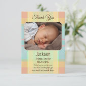 パステルプレイドベビー写真サンキューカード サンキューカード (スタンド正面)