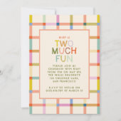 パステルプレイド「2つの多くのおもしろい」第2の誕生日の写真 招待状 (正面)