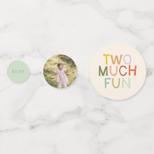 パステルプレイド「2つの多くのおもしろい」第2の誕生日カスタム日 コンフェッティ (正面)