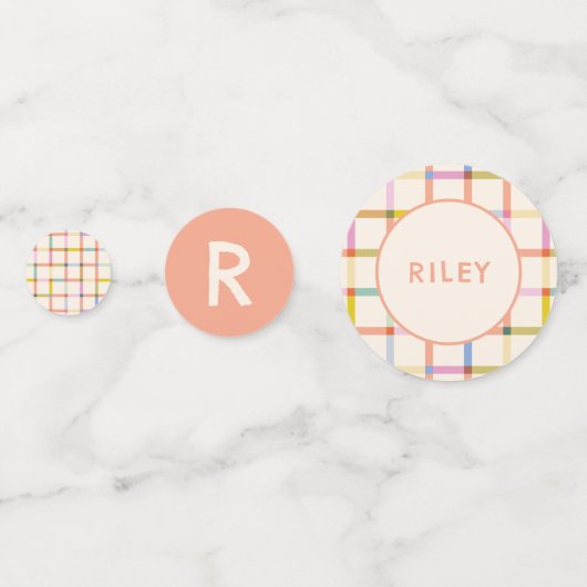 パステルプレイド「2つの多くのおもしろい」第2の誕生日カスタム日 コンフェッティ (裏面)