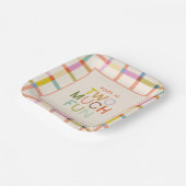 パステルプレイド「2つの多くのおもしろい」第2の誕生日カスタム日 ペーパープレート (傾斜あり)