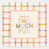 パステルプレイド「2つの多くのおもしろい」第2の誕生日 スクエアシール (正面)