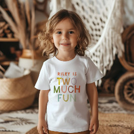 パステルプレイド「2つの多くのおもしろい」第2の誕生日 ベビーTシャツ