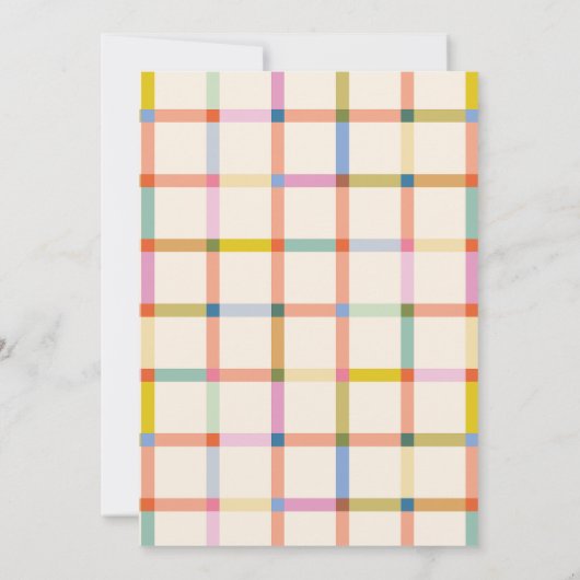 パステルプレイド「2つの多くのおもしろい」第2の誕生日 招待状 (裏面)