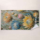 パステルプロテアドリーム：エレガントフローラ ビーチタオル (正面)