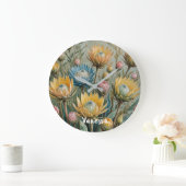 パステルプロテアドリーム：エレガントフローラ ラージ壁時計 (ホーム)