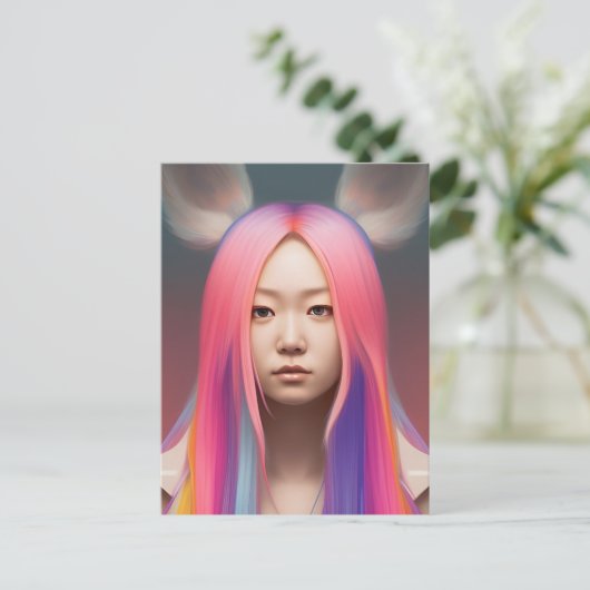 パステルヘアウィメンポストカード ポストカード (スタンド正面)