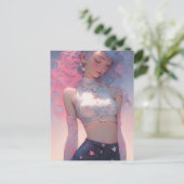 パステルヘアードウーマンポストカード ポストカード (スタンド正面)