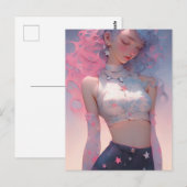 パステルヘアードウーマンポストカード ポストカード (正面/裏面)